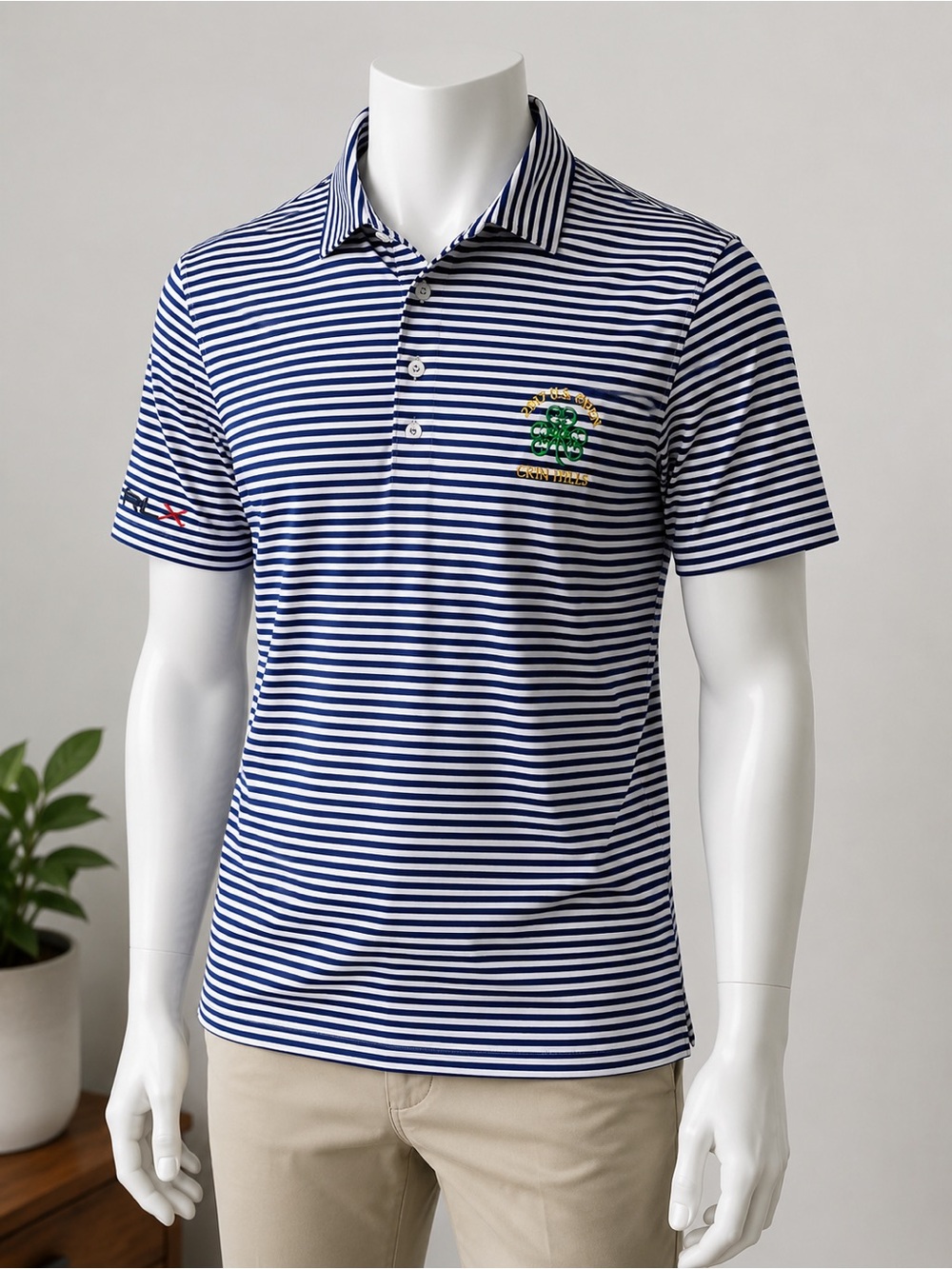 RLX Ralph Lauren 2017 US Open Erin Hills Golf Polo XL Navy Striped Performance